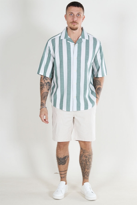 ONLY & SONS Tes Relax Slub Stripe SS Shirt Dark Forest