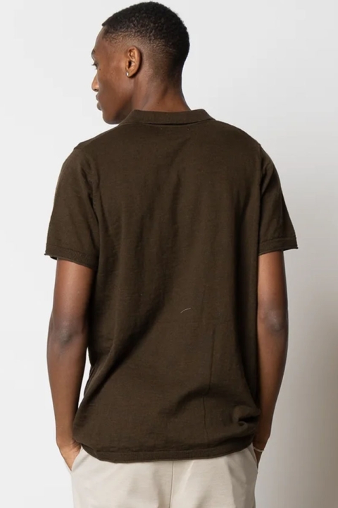 Clean Cut Copenhagen Thomas Knit Polo Dark Brown