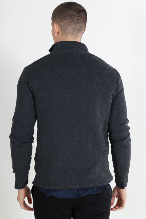 Kronstadt Carlo Cotton half zip knit Charcoal Mix