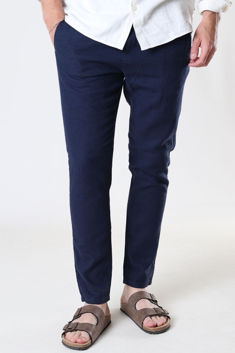 Solid TAIZ LINEN PANTS Insignia Blue