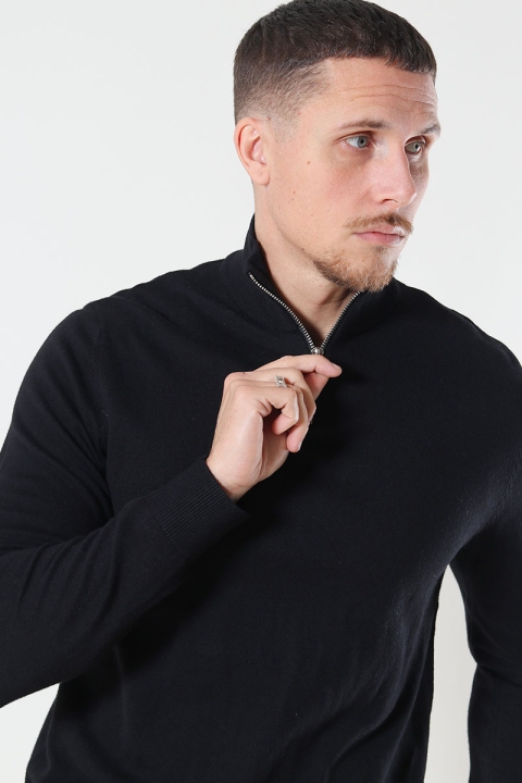 Jack & Jones JJEEMIL KNIT HALF ZIP NOOS Black