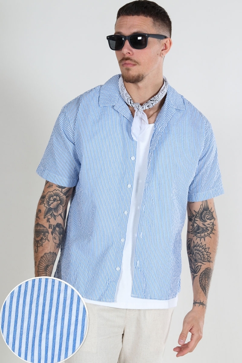 Jack & Jones Aydan Seersucker Resort Shirt SS Cashmere Blue