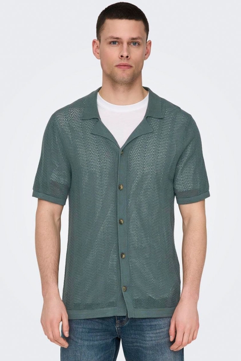 ONLY & SONS Diego Regular SS Knit Resort Shirt  Balsam Green