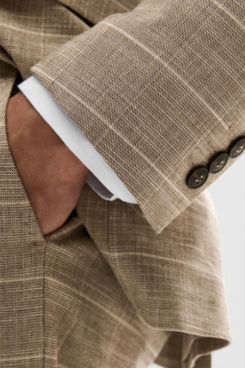 Selected Oasis Linen Check Blazer Sand