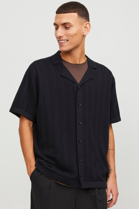 Jack & Jones Valencia Structure Knit SS Polo Black