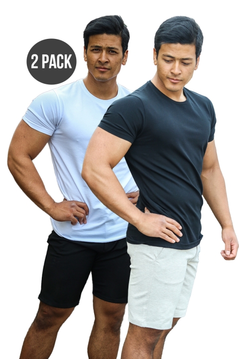 Muscle Fit T-shirt 2-Pack Black/White