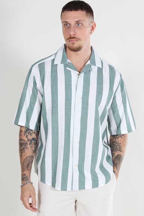 ONLY & SONS Tes Relax Slub Stripe SS Shirt Dark Forest