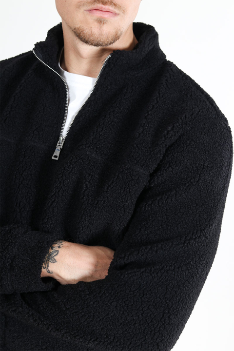 ONLY & SONS Remy Teddy Half Zip Black