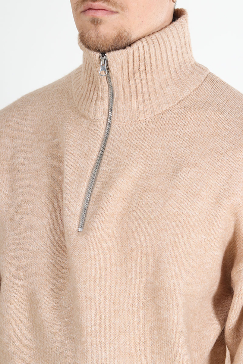 Jack & Jones Ollie Knit Half Zip Humus