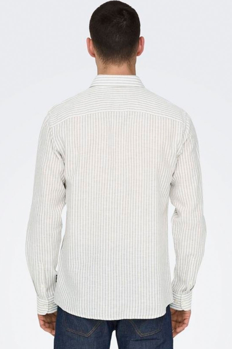 ONLY & SONS Caiden LS Stripe Linen Shirt Chinchilla