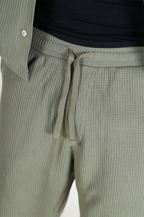 Selected Loose Casper Waffle Shorts Vetiver