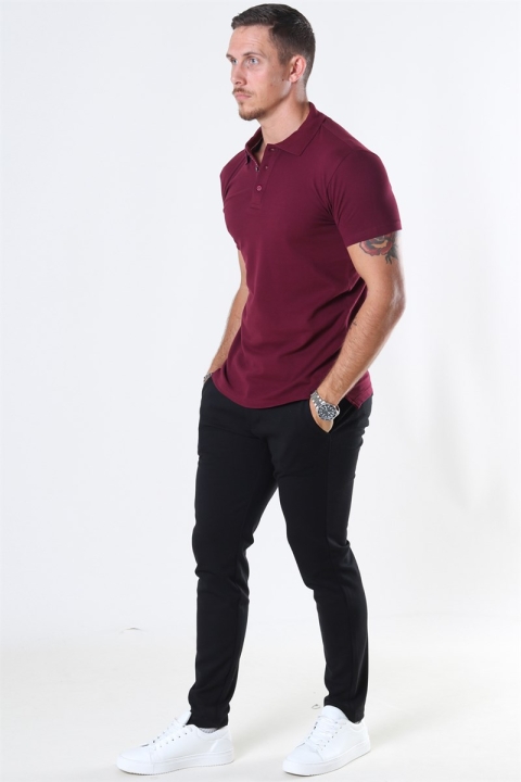 Muscle Fit Stretch Polo SS Burgundy