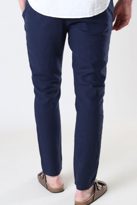 Solid TAIZ LINEN PANTS Insignia Blue