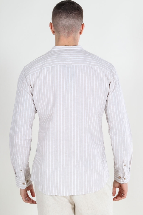 Jack & Jones SUMMER LINEN BAND SHIRT L/S Crockery Stripe