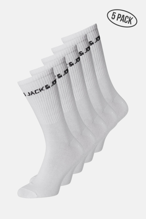 Jack & Jones JACBASIC LOGO TENNIS SOCK 5 PACK NOOS White