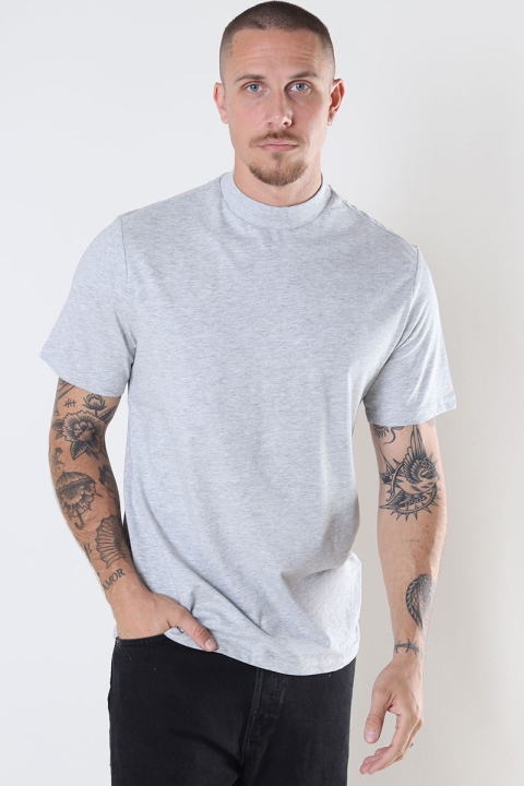 ONLY & SONS Otis Regular Mock Neck Tee Light Grey Melange