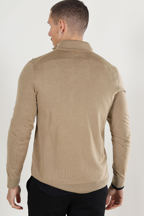 Selected Tray LS Merino Knit Half Zip Kelp