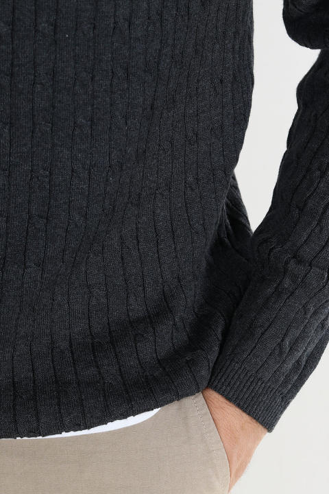 Kronstadt Cable Cotton Knit Charcoal Mix