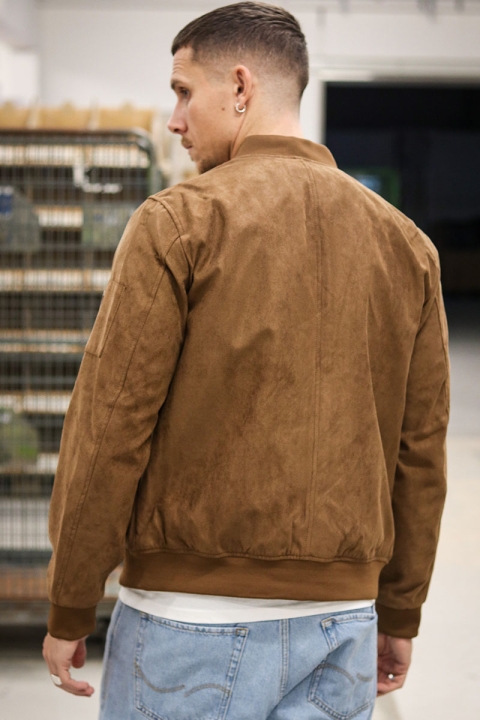 Jack & Jones Rocky Faux Suede Bomber Cognac