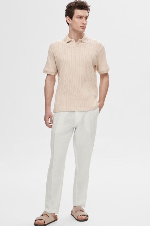 Selected Mads Straight Linen Pants Cloud Dancer