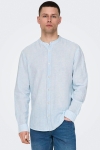 ONLY & SONS Caiden LS Mao Stripe Linen Shirt Cashmere Blue