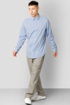 Clean Cut Copenhagen Jamie Cotton Linen Shirt LS Blue Melangé