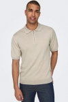 ONLY & SONS Wyler SS Zip Polo Knit Silver Lining