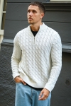 ONLY & SONS Kicker Cable Knit Half Zip Antique White