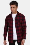 URBAN CLASSICS Checked Flanell Overhemd Black/Burgundy