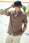 Solid Allan SS Linen Shirt Shitake