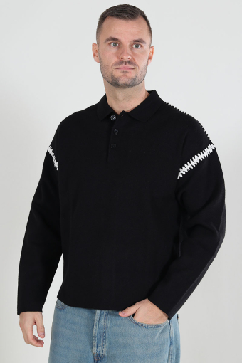 Austin Knit Stich Polo Black