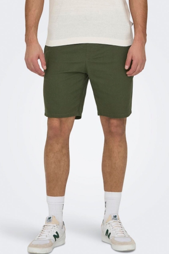 Linus Linen Shorts Olive Night