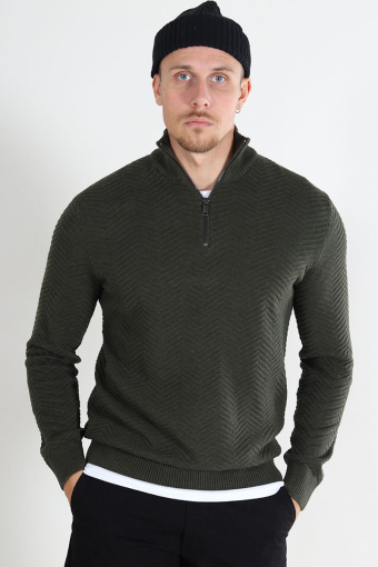 Mace Regular Half Zip Knit Olive Night