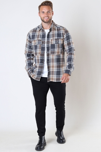 SCOTT LS CHECK FLANNEL OVERSHIRT Grey Pinstripe