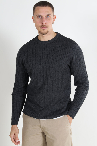 Cable Cotton Knit Charcoal Mix