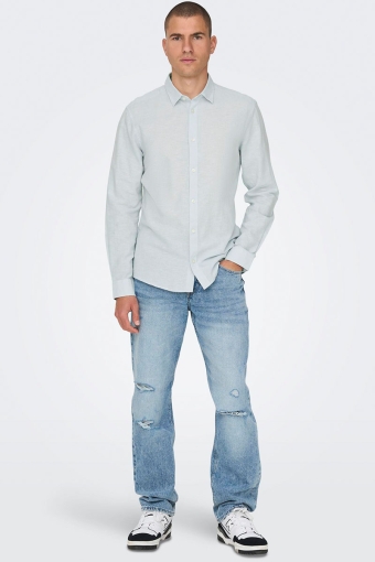 Caiden LS Linen Shirt Cashmere Blue