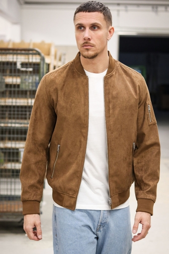 Rocky Faux Suede Bomber Cognac