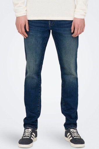 Loom Slim One Denim Jeans Dark Medium Blue Denim