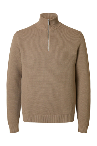 Dane LS Structure Knit Half Zip Greige