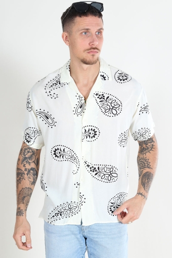 Jeff Abstract Print Resort Shirt SS Cloud Dancer