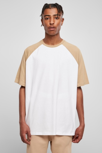 Organic Oversized Raglan Tee White/Beige