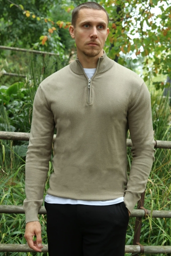 FRANKIE HALF ZIP KNIT Dark Beige