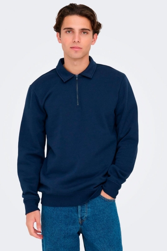 Ceres Half Zip Polo Sweat Dress Blues