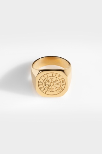 Oversize Vegvisir Ring Gold