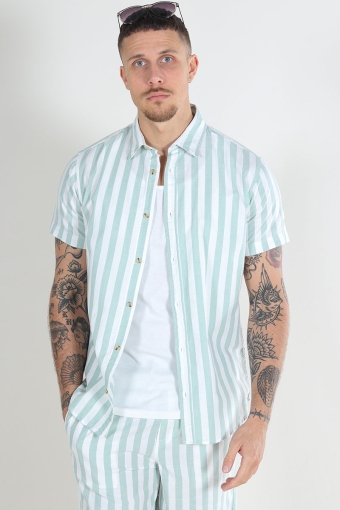 Joshua Oxford Strip Shirt SS Granite Green