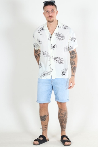 Jeff Abstract Print Resort Shirt SS Cloud Dancer