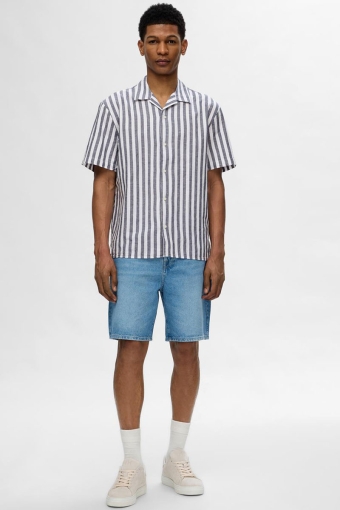 Relax New Linen Shirt SS Resort Sky Captain Stripe