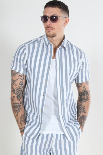 Joshua Oxford Strip Shirt SS Ensign Blue