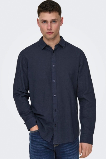 Caiden LS Linen Shirt Night Sky