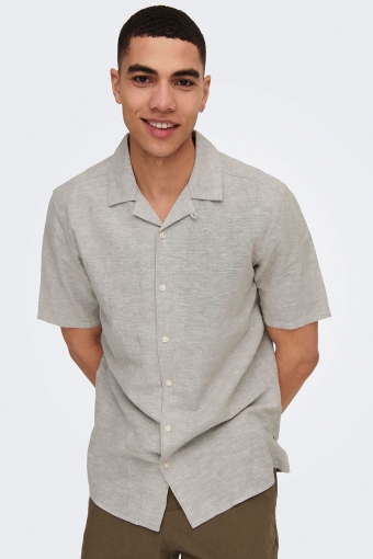 Caiden SS Resort Linen Shirt Chinchilla